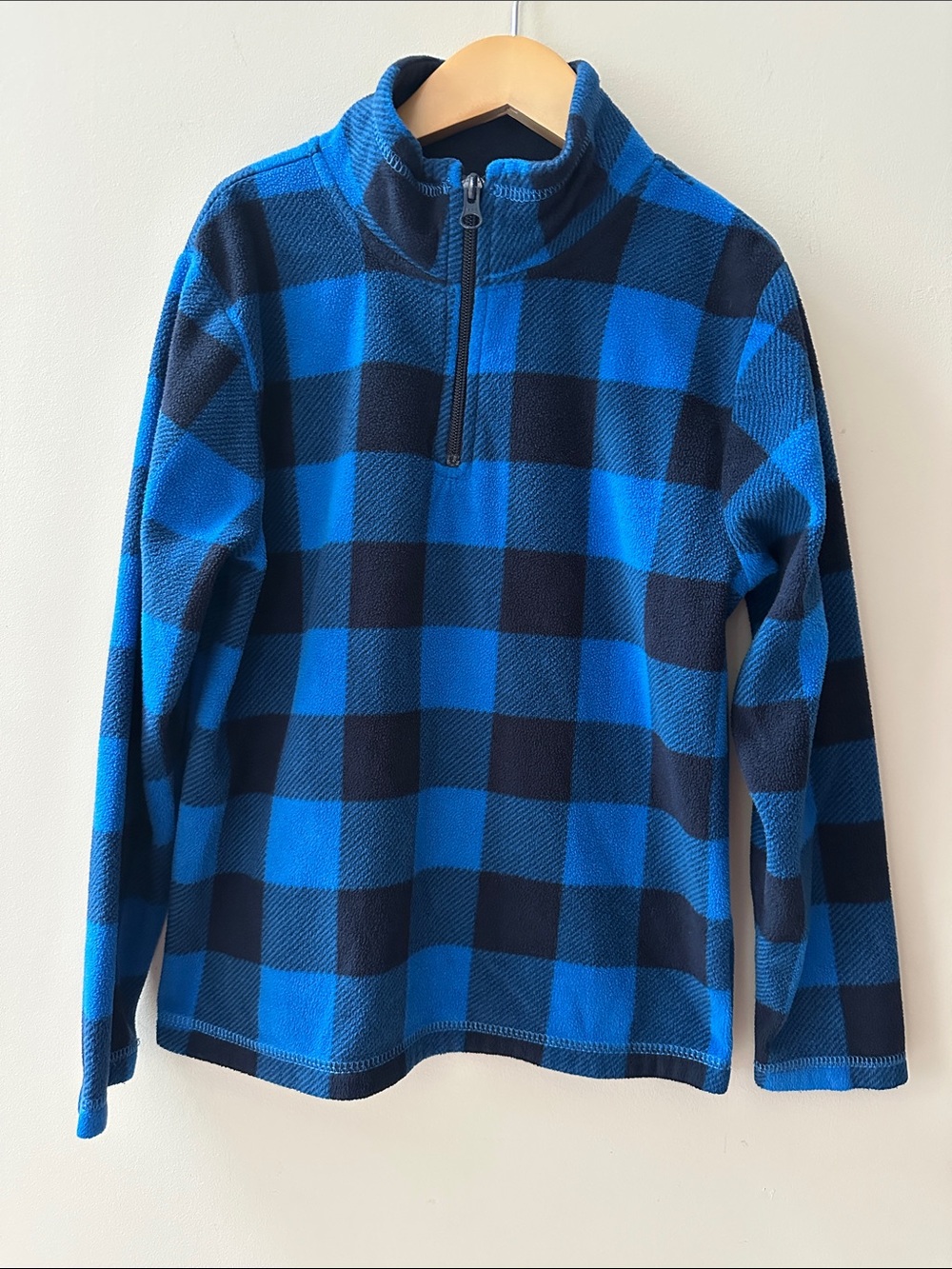 The Children's Place Blue Buffalo Plaid Half-Zip Fleece Pullover Boys Size 7/8